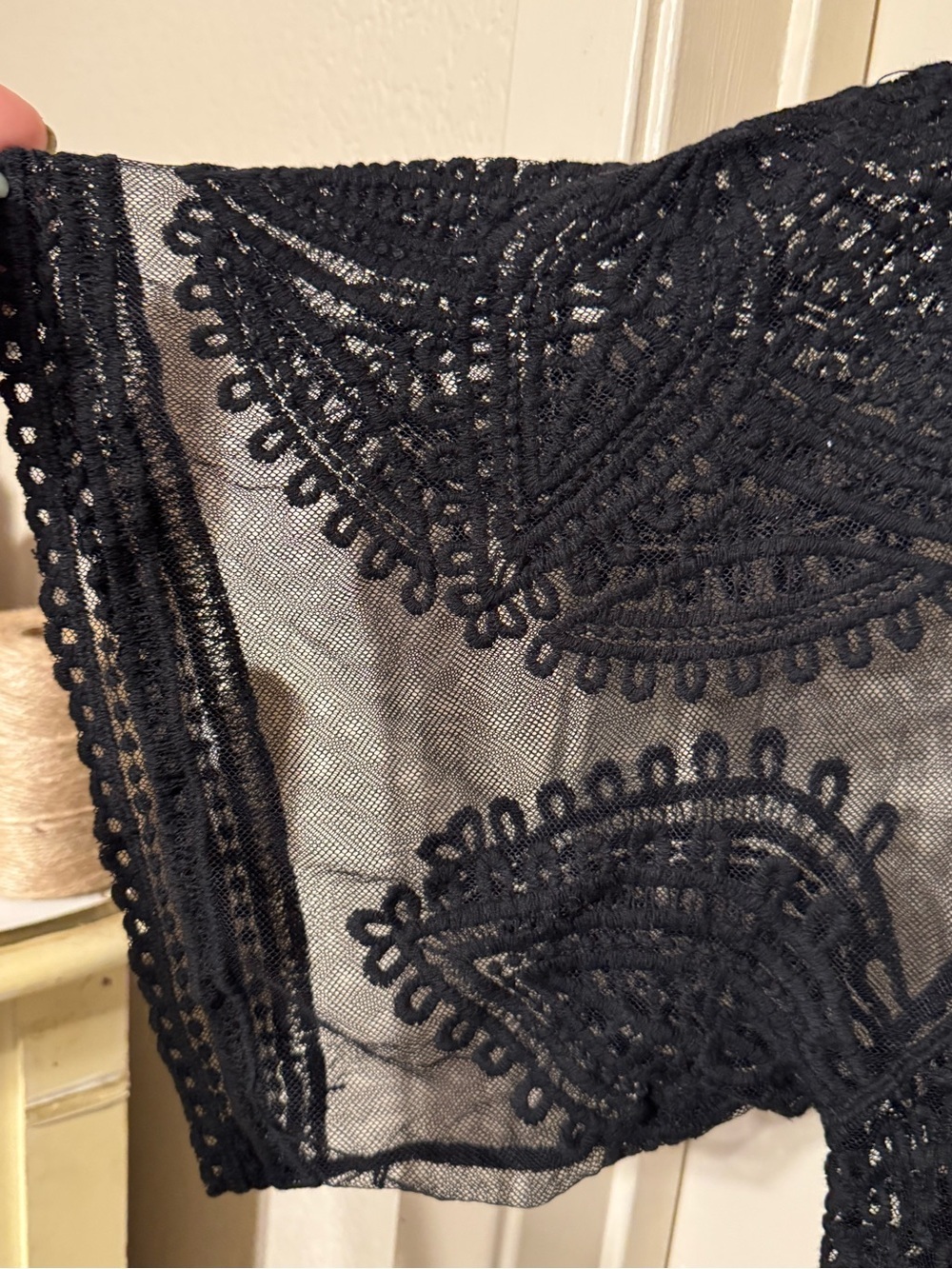 Black Soot Crochet Lace Kimono Lagan Look Beach Boho - Picture 4 of 8